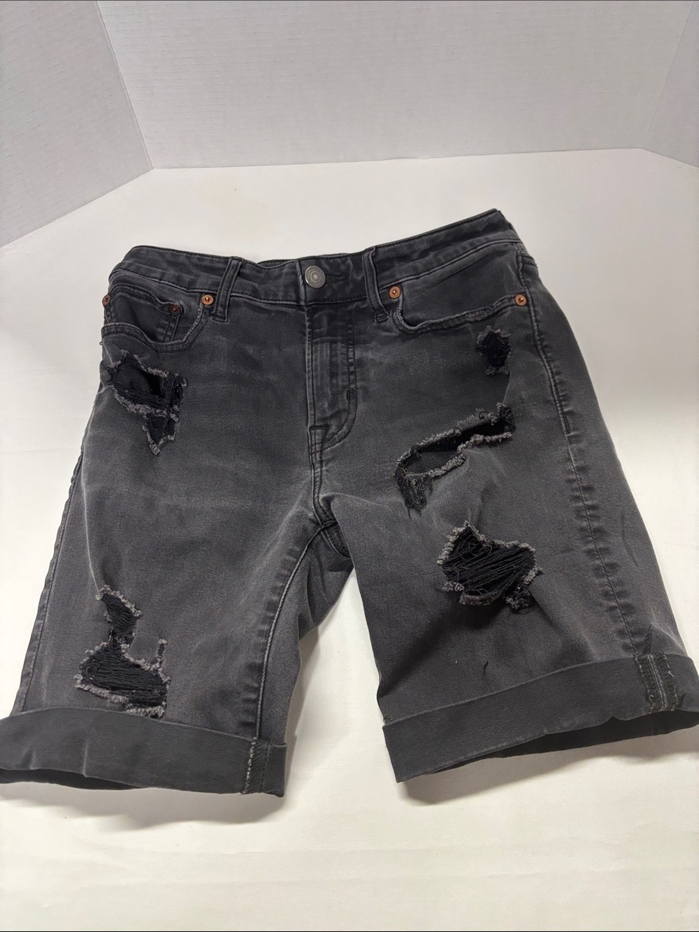 American Eagle Outfitters Black Distressed Jean Shorts